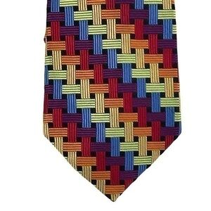Paul Fredrick Multicolored rainbow silk men’s necktie tie